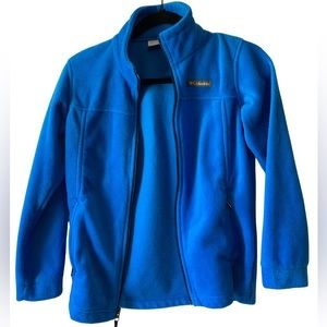 Kids Columbia zip up athletic jacket, size medium (10/12), long sleeve, blue